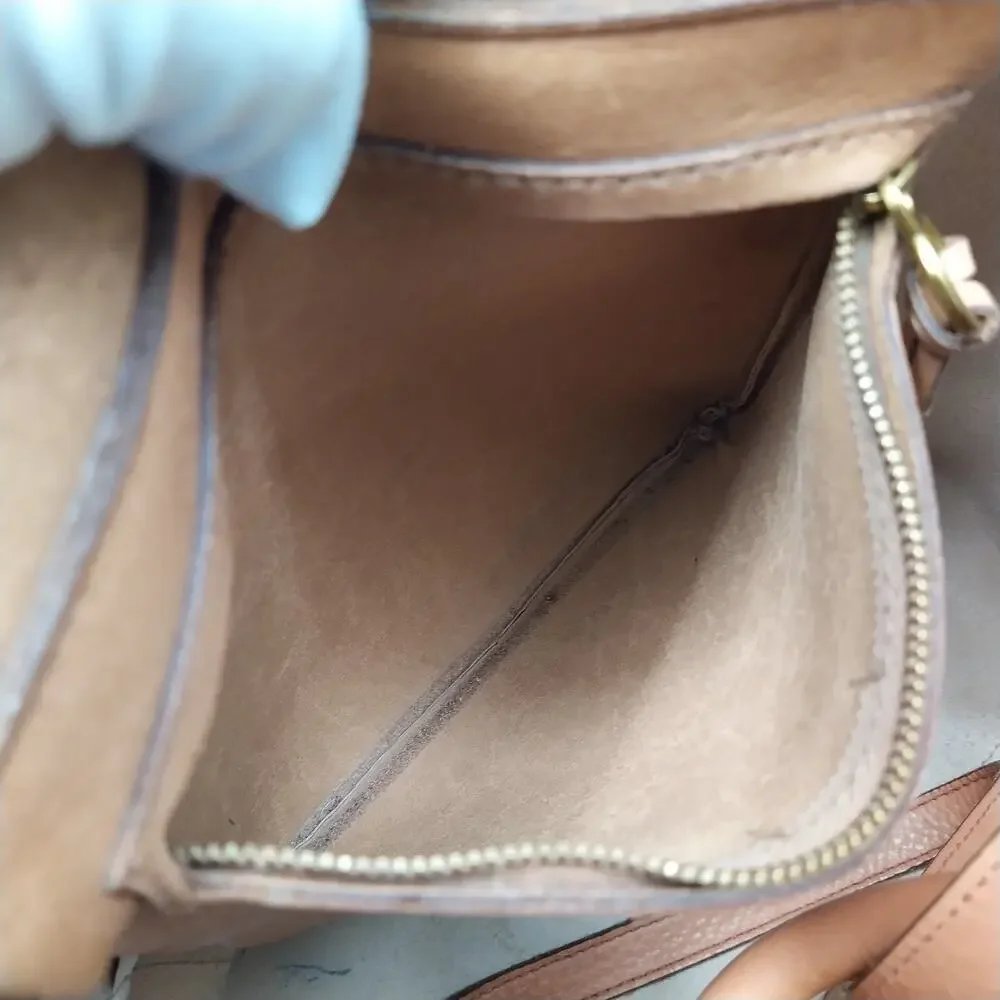 Madewell Colorblock Brown Ivory Leather Double Handles Satchel Shoulder Bag